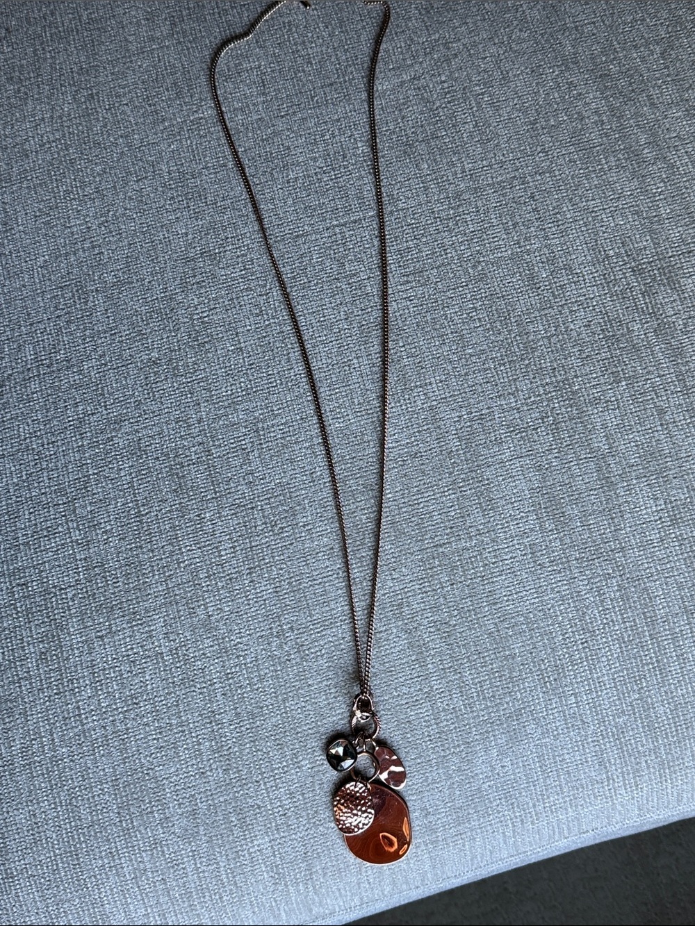 BaubleBar Rose Gold Pendant Necklace with Mixed Metal Accents